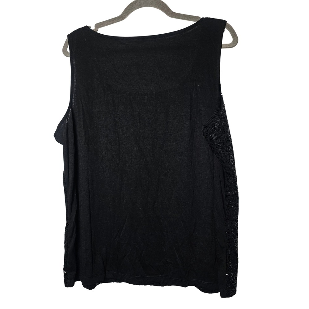Talbots Woman Plus Sequin Front Tank Top 2X Black Sparkly Party Glam Holiday - Picture 3 of 7
